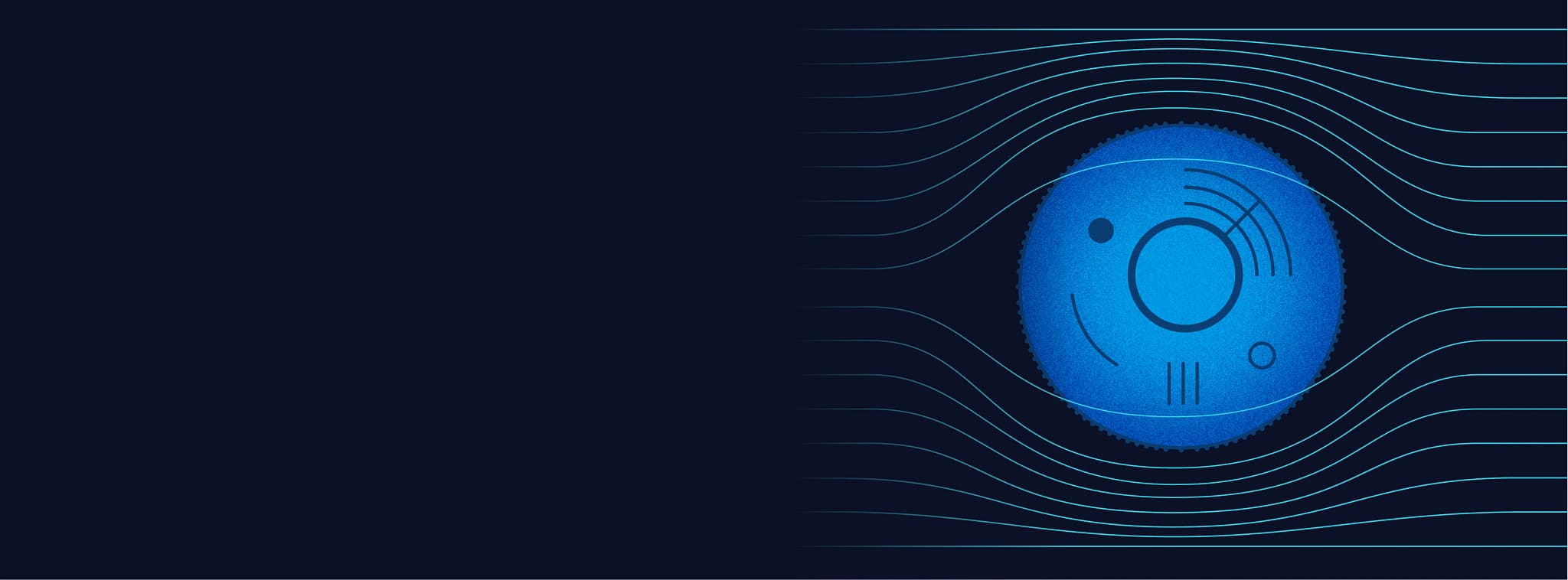 Abstract blue cell graphic representing TTFields modulation